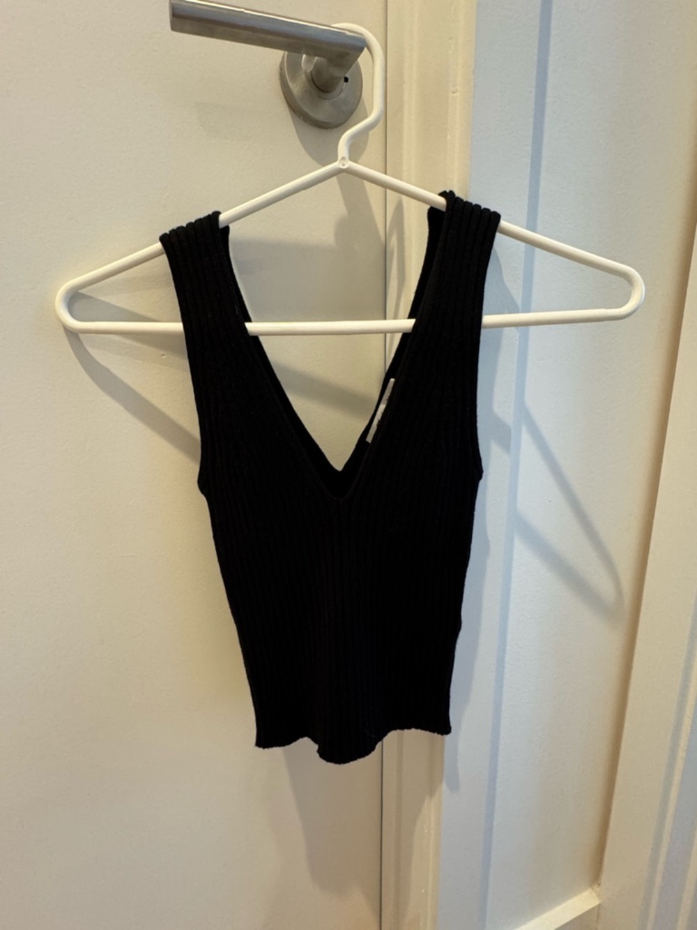 Madewell Black Ribbed V-Neck Tank